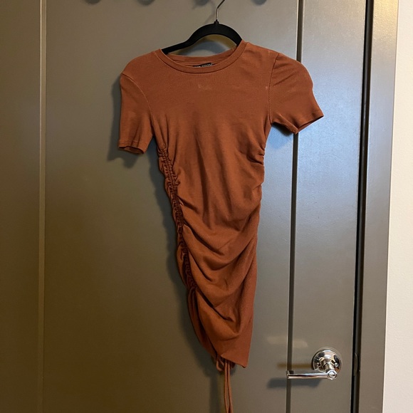 Zara Ribbed Ruched Side String Mini Dress - Picture 3 of 3